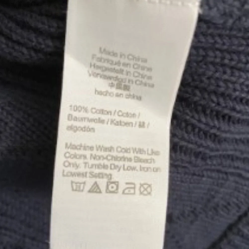 J. Crew Long Cotton Cable-Knit Mockneck Sweater in Navy XLarge